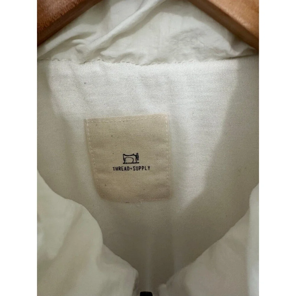 Thread + Supply Women's Modern Age Ivory Cropped Drawcords Puffer Vest S
